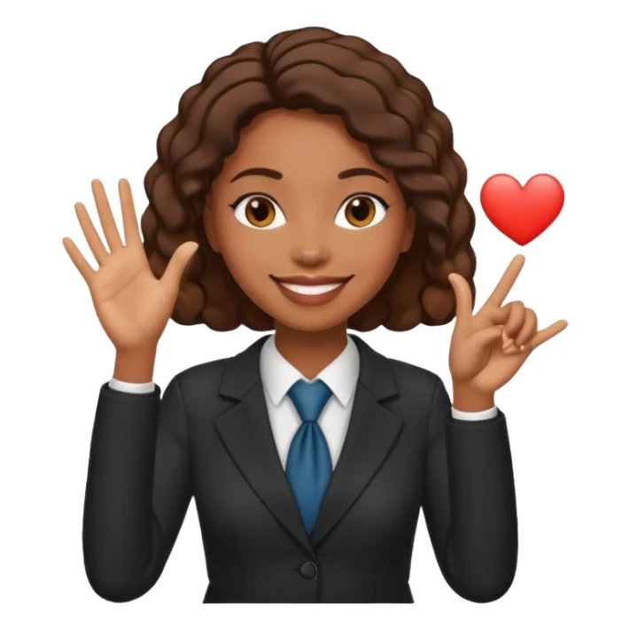 Black woman lawyer making hand hearts sticker