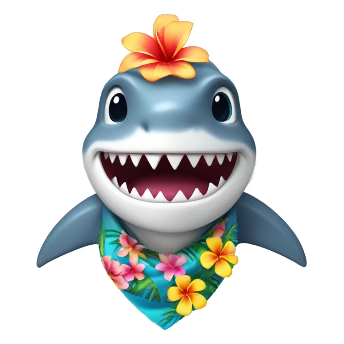 shark wearing Hawaiin flower necklace sticker