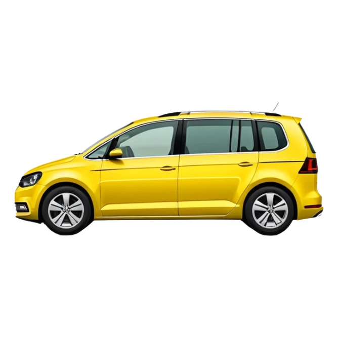 Yellow VW Touran family car from side view sticker