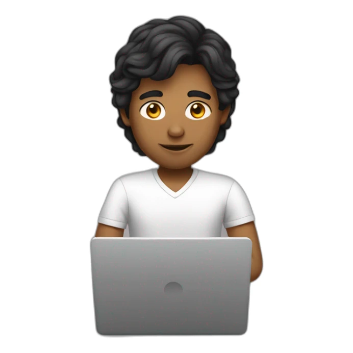 male Programmer with black hairworking on laptop sticker
