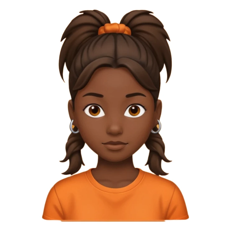black girl with orange shirt and ponytail sticker