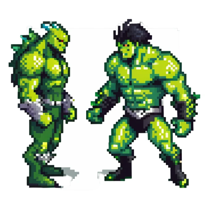 Hulk battling Abomination, muscular green hero versus spiky monster sticker