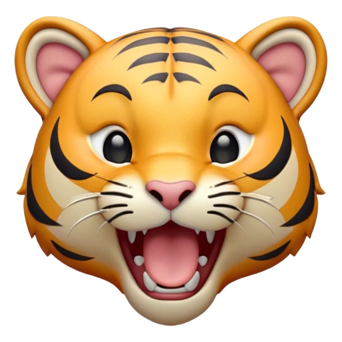 Cinematic Cute Yawning Tiger Portrait Emoji, Head tilted slightly with a dramatic, wide-open yawn, showcasing a lithe, striped body with drowsy, half-closed eyes and an open, relaxed expression, Simplified yet irresistibly adorable features, highly detailed, glowing with a soft, cozy wild glow, high shine, relaxed yet expressive, stylized with a dash of whimsical jungle charm, soft glowing outline, capturing the essence of a drowsy yet affectionate tiger that appears ready to stretch out for a nap! sticker