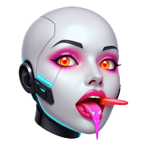 cyberpunk style neon shows tongue sticker