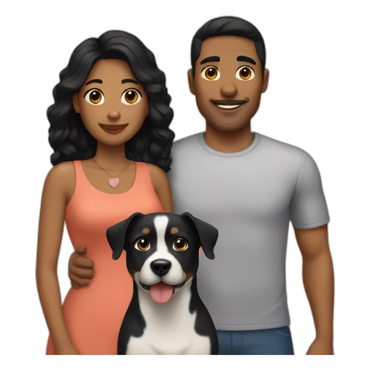 couple with black hair and 2 dogs sticker