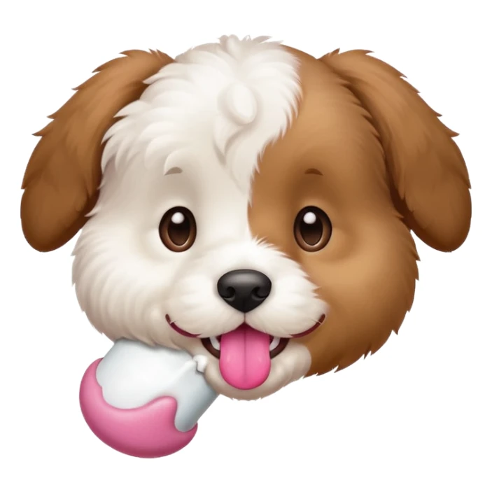 puppy face with white bone in mouth sticker