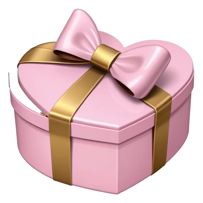 pale pink heart box, pale pink bow, filled with chocolates inside sticker