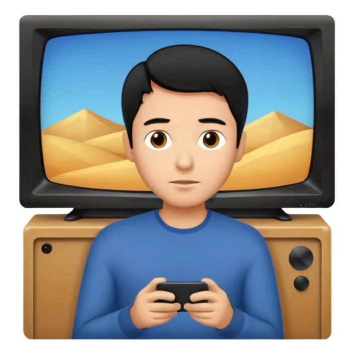 light black hair man watching TV sticker