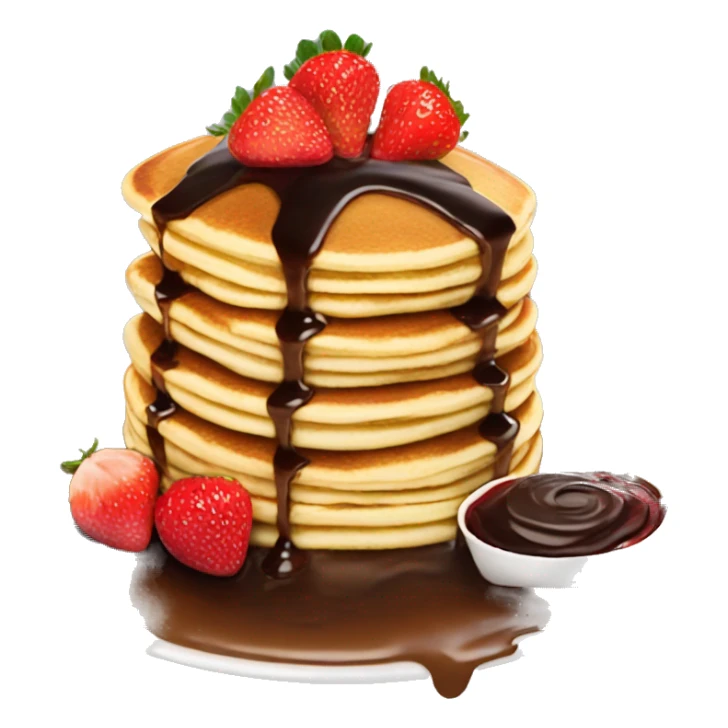 A stack of pancakes with strawberries and chocolate sauce on top sticker