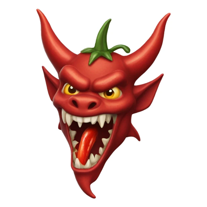 Headshot of New Jersey devil consuming hot pepper sticker
