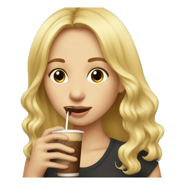 A blonde girl drinking a coffes sticker