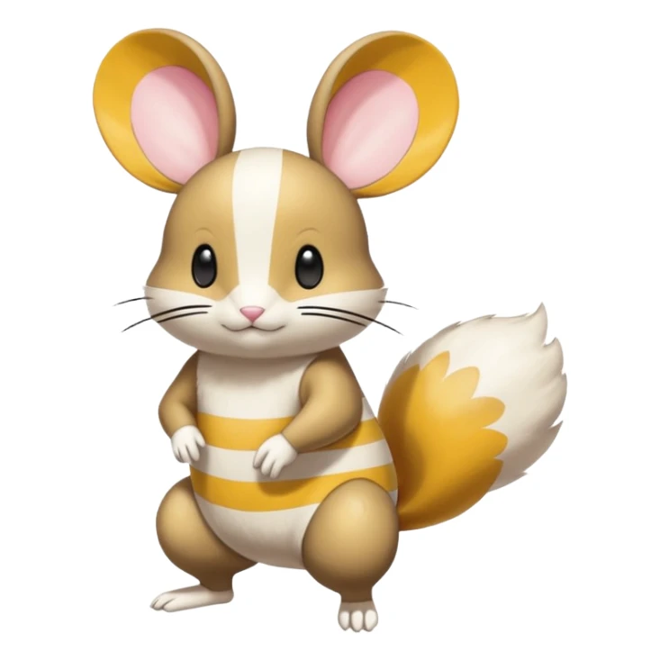 Dedenne-Cinccino-Emolga-fusion (full body) with vertical white stripes running down the whole body sticker
