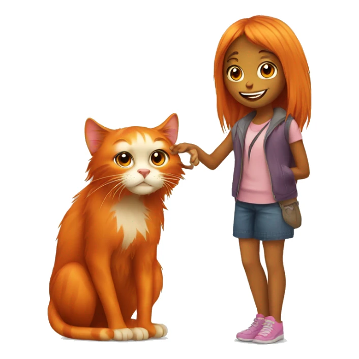 orang cat with girl sticker