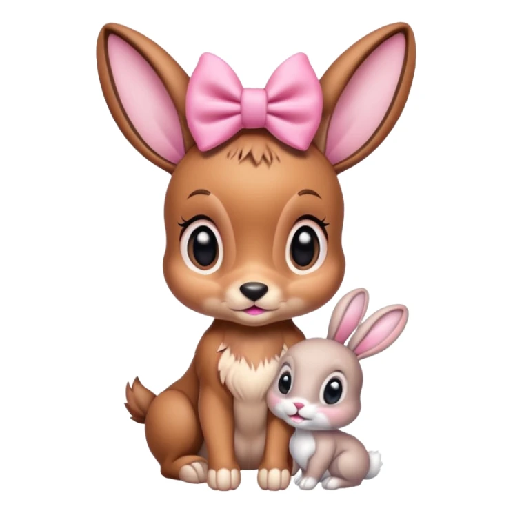 Bambi with pink bow with bunny sticker