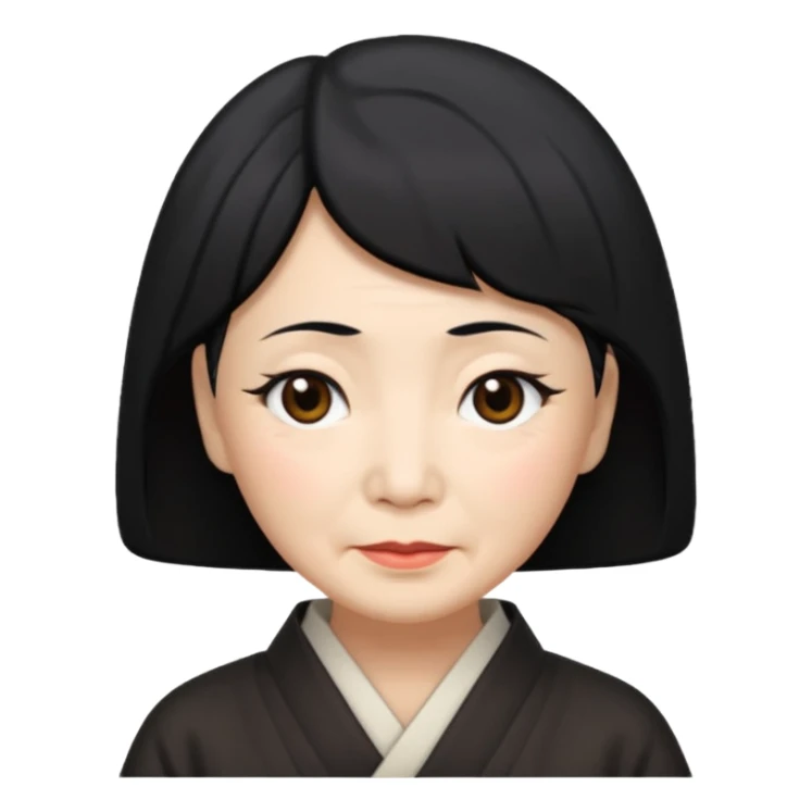 old japanese women with black hair sticker