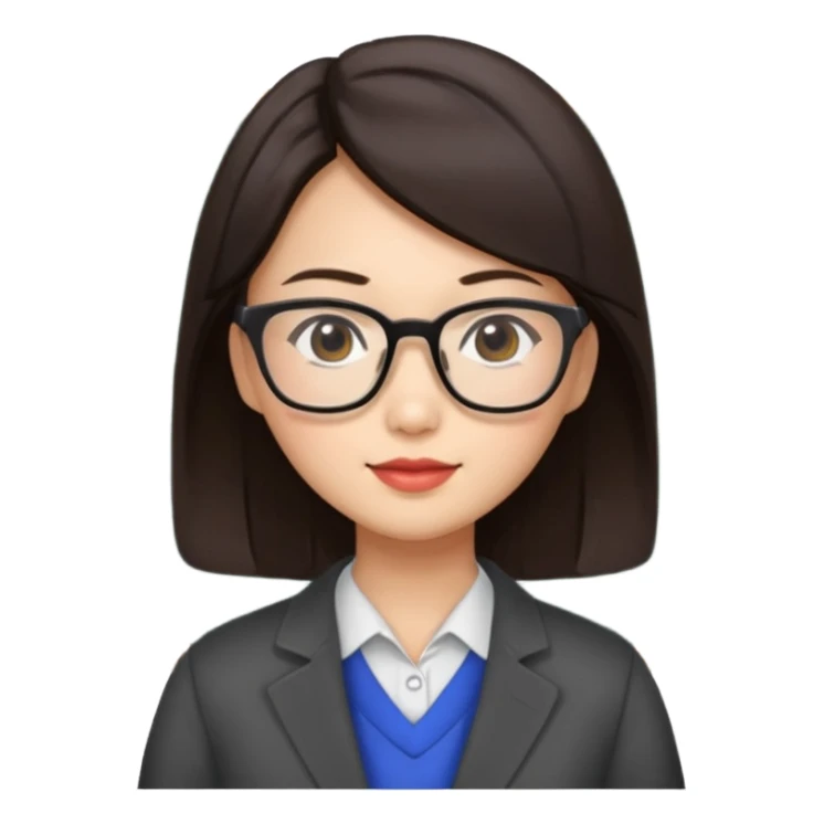asian brunette teacher with square hair sticker