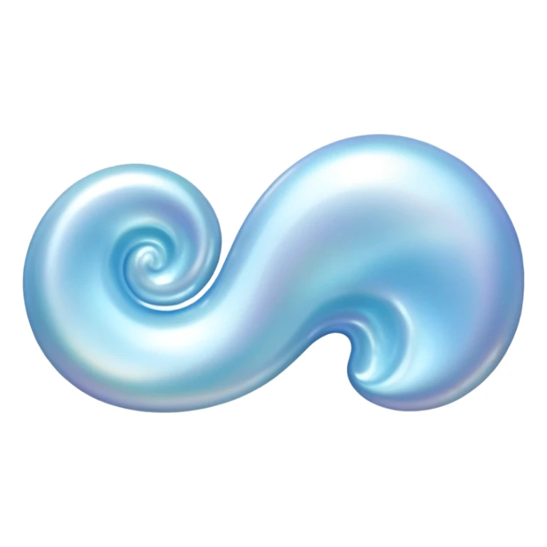 Light blue Mother-of-pearl shell emoji, pearl texture, soft gradient, smooth curves, glossy finish sticker