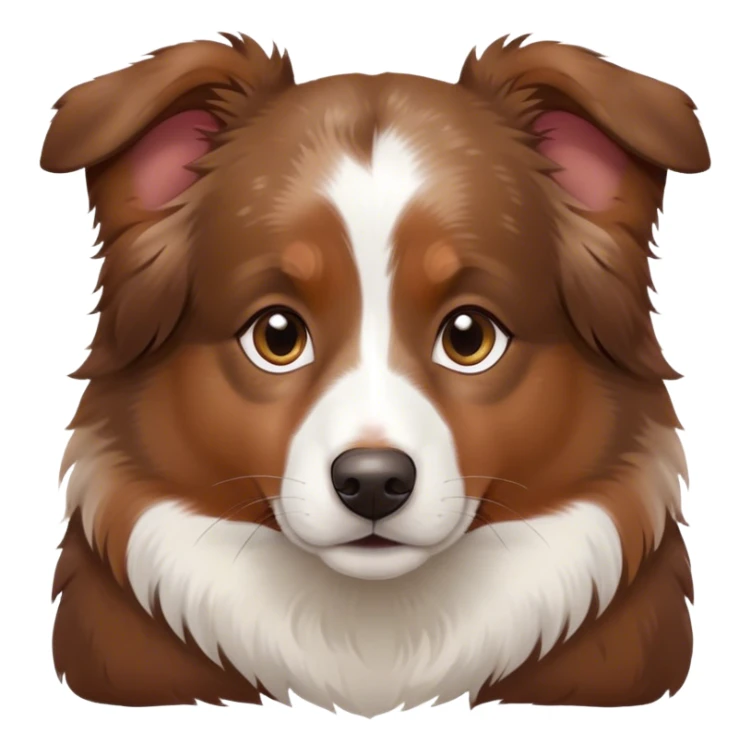 Brown mini Australian shepherd with white in middle of forehead and some white on nose with small brown spots sticker