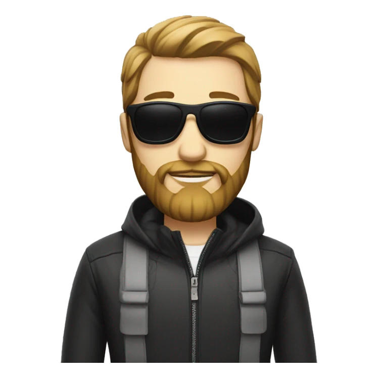 a man, with white skin, with a beard wearing black sunglasses sticker