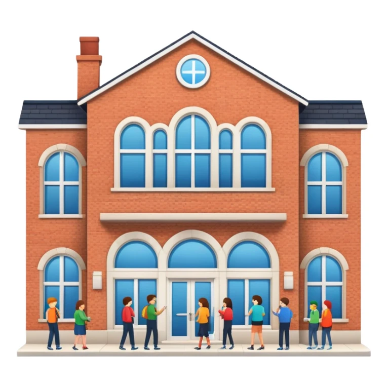 Community center building with people sticker