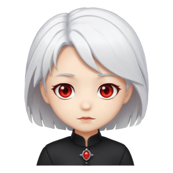 Anime, chibi, white hair, girl, red eyes sticker