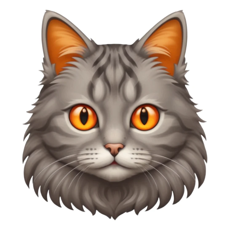 longhair grey tabby cat with orange eyes sticker