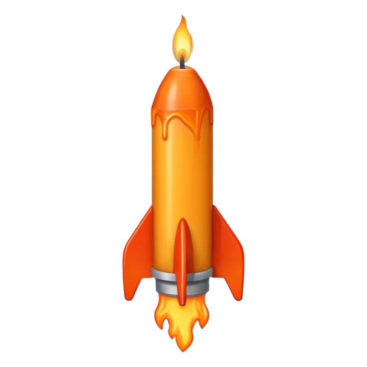 Yeah a rocket with a candle ON IT, so on it's side it must be 45 degree from the 360

So this: 🕯️

On a rocket sticker