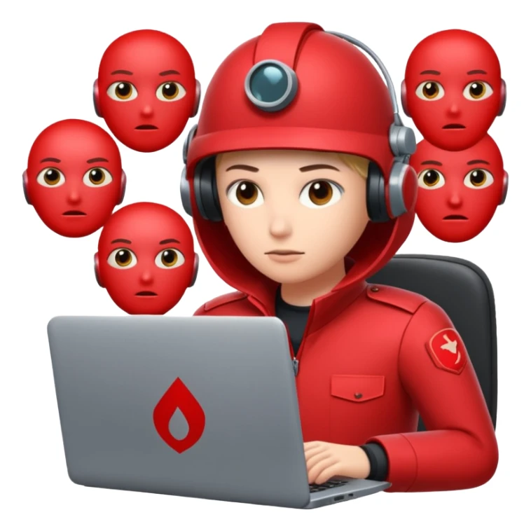 AI Agent red team looking at the laptop very focused trying to come up attacks to stress test the system and find loopholes

 sticker