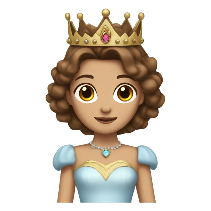 Princess with brown hair and crown sticker