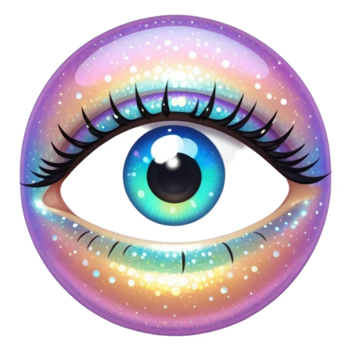 Iridescent big giant glistening glossy sparkly shiny glittery eyes sticker