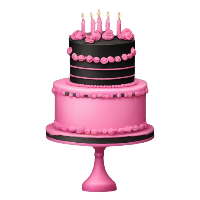 Black and pink vintage birthday cake sticker