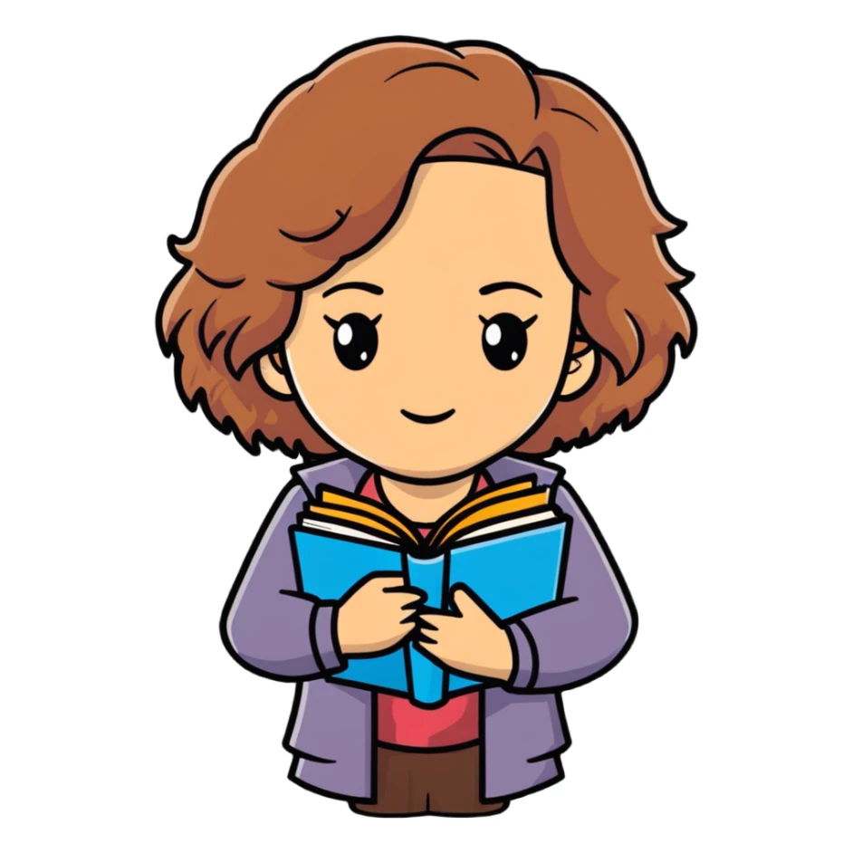 Cute Hermione Granger with books and time-turner necklace sticker