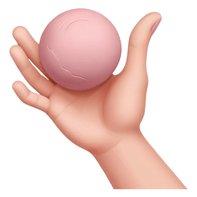 hand lightly tapping a pink ball of clay in the palm for surface shaping sticker