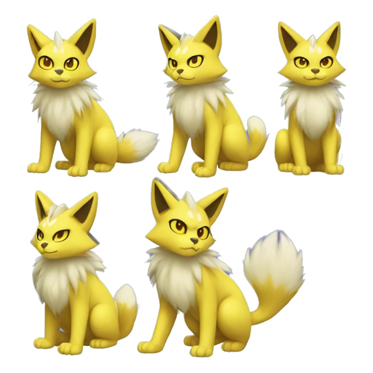 Yellow lombax-Zeraora-Renamon-cat full body sticker