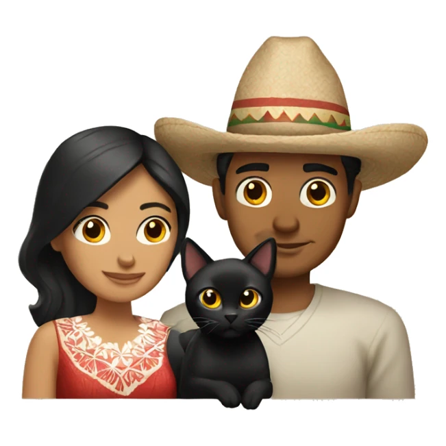 Mexican couple with black cat sticker