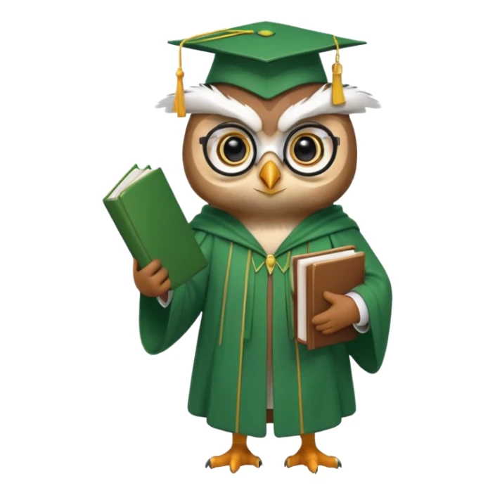 owl professor in green cloak graduation sticker