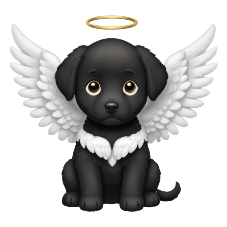 Black lab puppy with all white angel wings  sticker