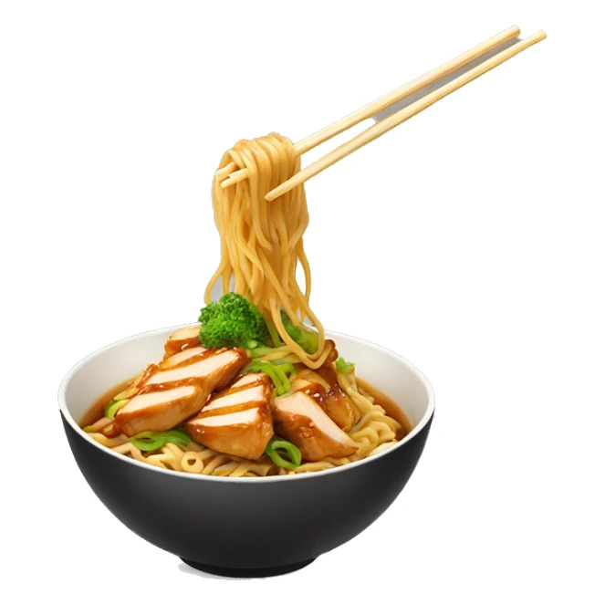 Chicken teriyaki noodles in a bowl  sticker