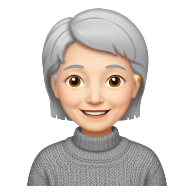 Old woman, happy, sweater, short straight hair
 sticker