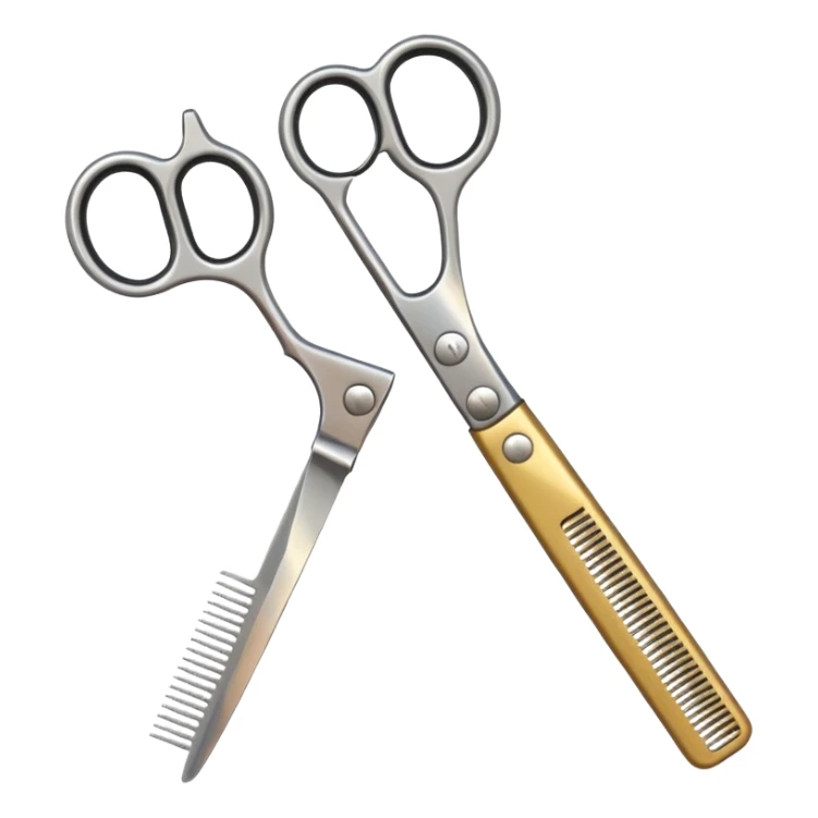 Make into an emoji with hair shears and a comb 2D sticker