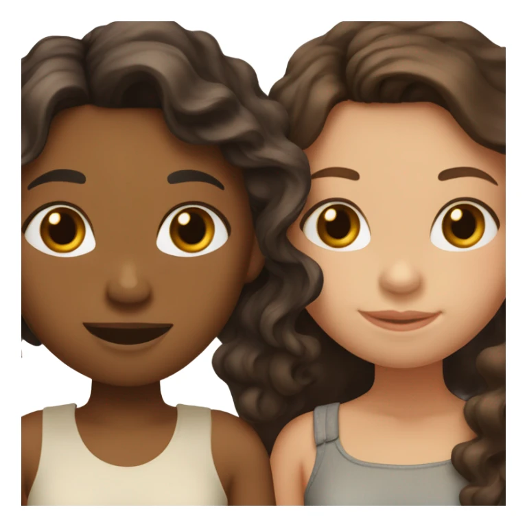 Three friends. All girls. Side by side One white with dark brown wavy hair, one tan with brown hair, and one brown with curly black hair sticker