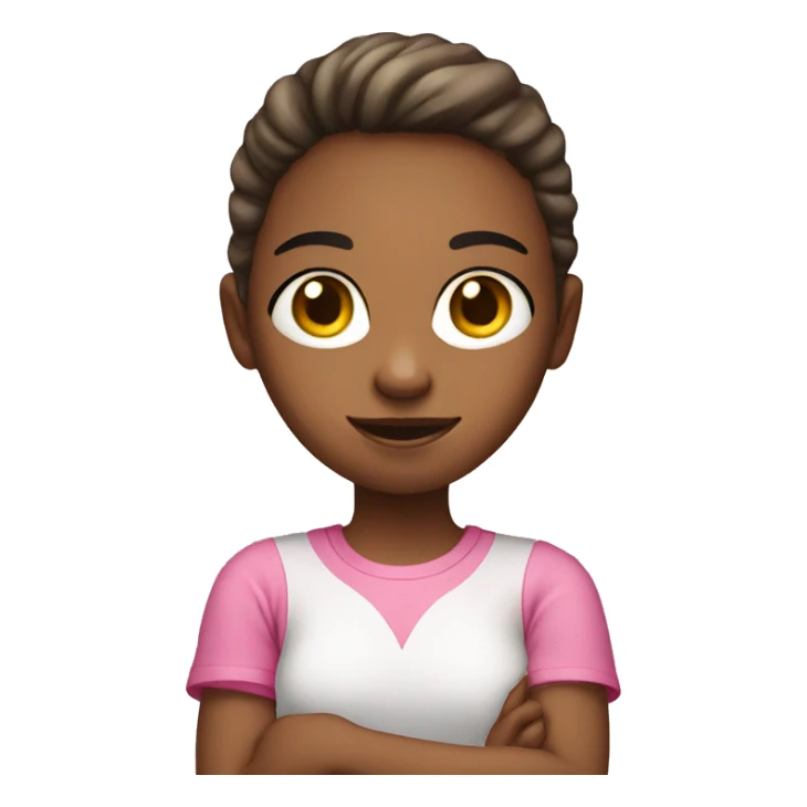 young girl with white skin, pink T-shirt, phone in hands sticker