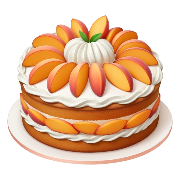 An aesthetic peach cake 🍑, with white decorations and peach pieces. sticker