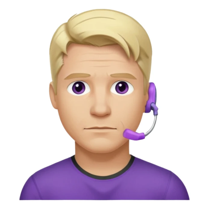 Clint barton with purple hearing aides and blonde hair sticker