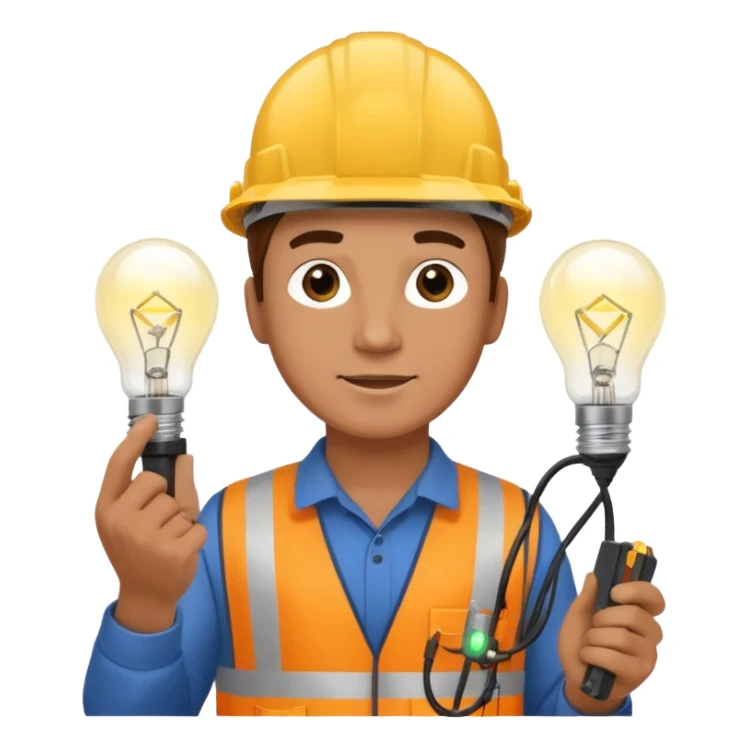 Am man Electricity power employer at work with a light sticker