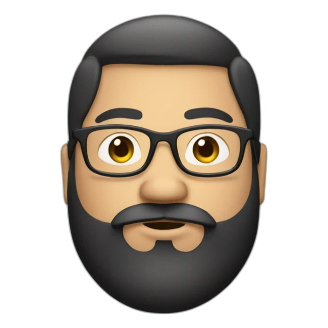 young white fat man with glasses and beard black hair sticker