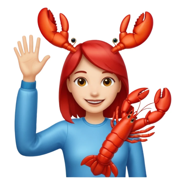 a lobster claw high five a girl emoji sticker