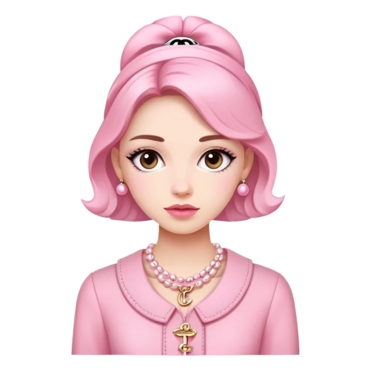 girl wearing pink Chanel-style outfit sticker