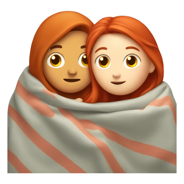 Moustache boy hugs a red hair girl, under a blanket sticker
