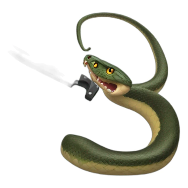 A twitch emote of a snake with a knife sticker